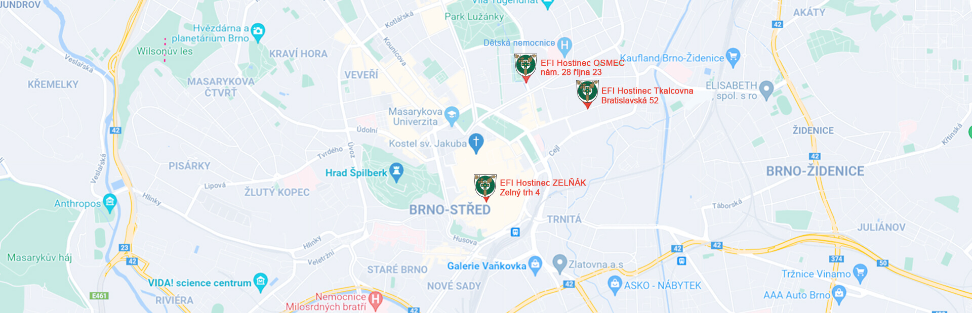 EFI Hostinec mapa
