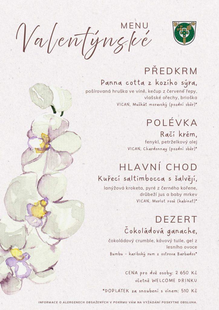 Valentýnské menu Zámku